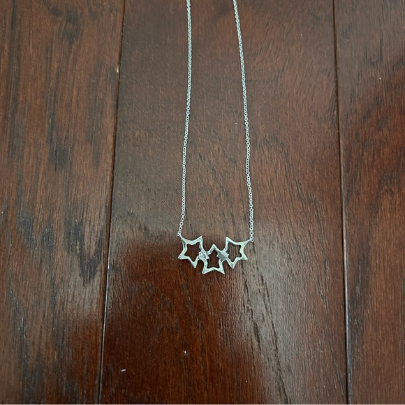 Auth Tiffany & Co. 925 Sterling Silver Triple Open Star Pendant Necklace 16" - Picture 7 of 11